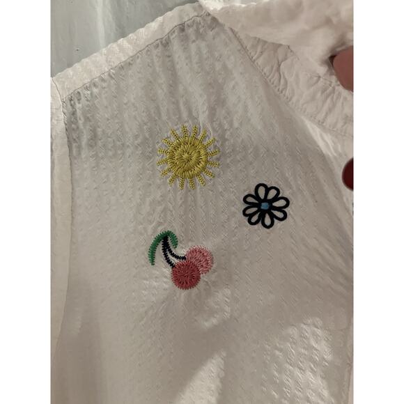 Life Is Good Sleep White Embroidered Button Front Sleep Shirt Sz Xl - Picture 2 of 7